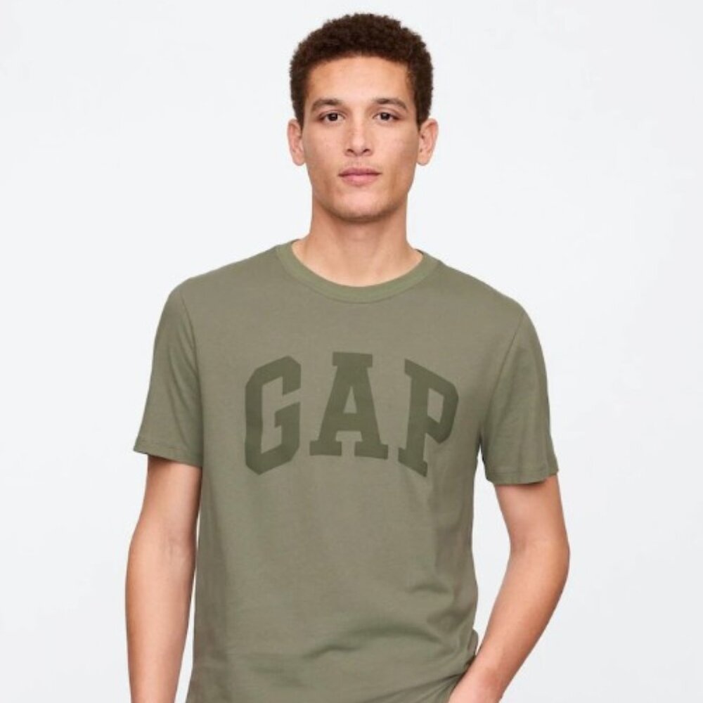 NWT Everyday GAP Logo Crewneck Short Sleeve Shirt 100% Cotton Men Large Green